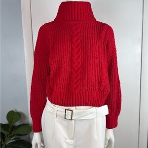 Hippie Rose Vibrant Red Turtleneck Sweater